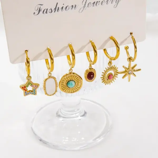 Wholesale PVD Coated 14K Gold Real Gold Plated Geometric 304 Stainless Steel Modern Style Waterproof Non Tarnish Earrings