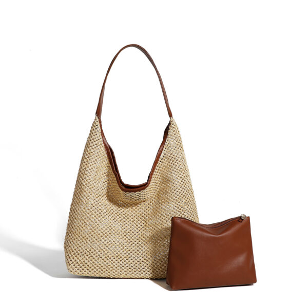 Wholesale New Ins Vintage Straw Tote Bag Shoulder Bag Women's Casual Large Capacity Summer Holiday Beach Bag