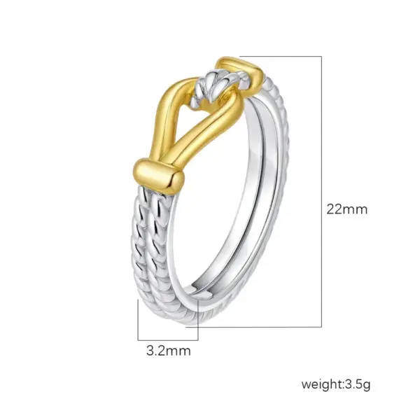 Wholesale Cross Design Stainless Steel PVD Coated Ring Ladies Braided Ring With Minimalist Autumn And Winter Series