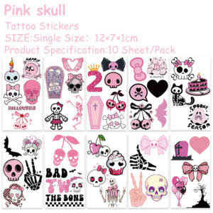 Wholesale 10 Sheets/Pack Cross-Border Cartoon Skull Painted Tattoo Stickers Halloween Party Fun DIY Arm Face Stickers