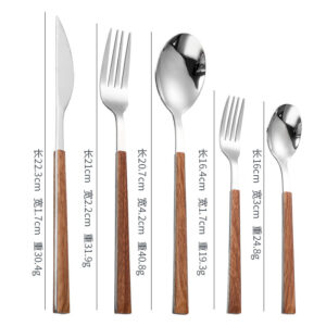 FMW natural color 5-piece knife, fork and spoon