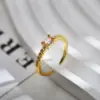Wholesale Copper Gold Plated Simple Style Inlay Rectangle Zircon Open Rings