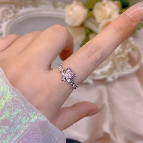 Wholesale Copper Plating Inlay Leaf Heart Shape Skull Zircon Open Rings