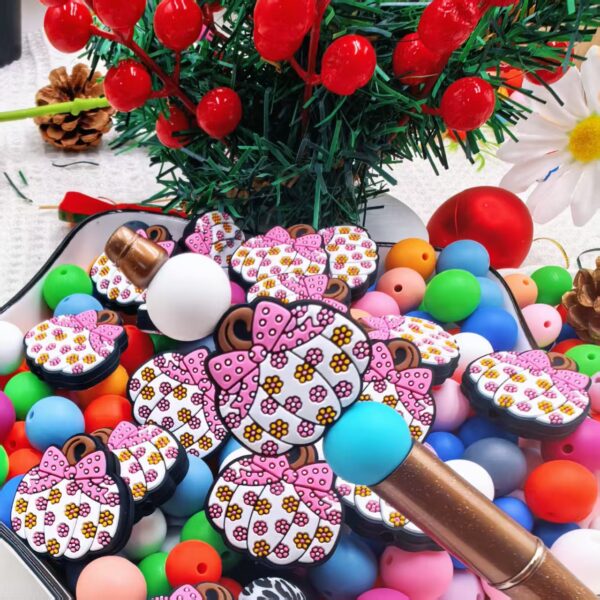 Wholesale 10pcs/pack Small floral pumpkin silicone beads DIY silicone beads