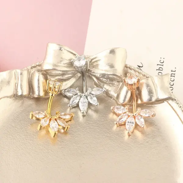 Wholesale Fashion Flower Stainless Steel Plating Belly Ring 1 Piece