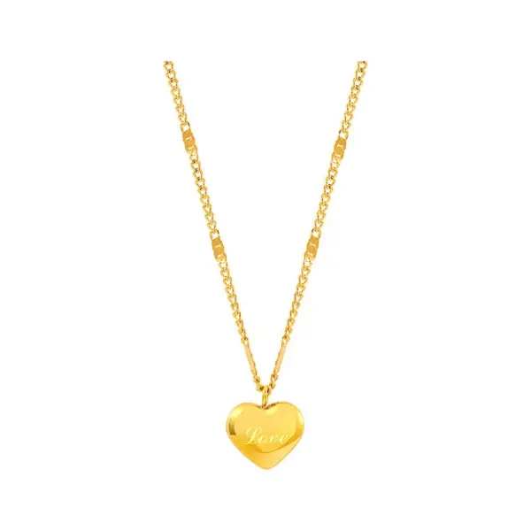 Wholesale Simple Style Heart Shape Titanium Steel Plating Gold Plated Pendant Necklace