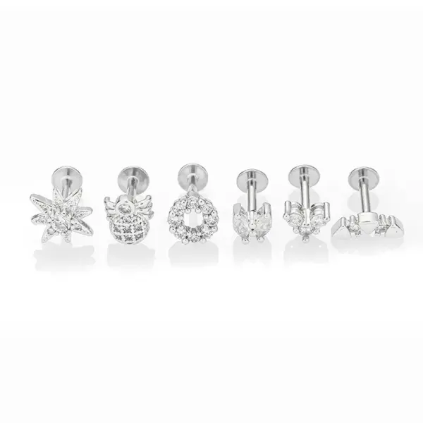 Wholesale 1 Piece Lip Rings Retro Classic Style Round Heart Shape Spider 316L Stainless Steel Copper Waterproof Non Tarnish Surgical Steel Zircon Ion Plating (IP) 14K Gold Plated Lip Rings Ear Cartilage Rings & Studs Nose Rings & Studs