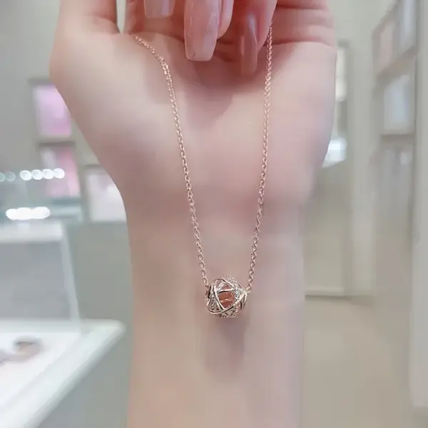 Wholesale Rose Gold Necklace Shiny Bracelet Light Luxury Fashion Gift Inlaid Luxurious Sweet Birthday Versatile Water Plated Copper Round Dot Oval Zircon
