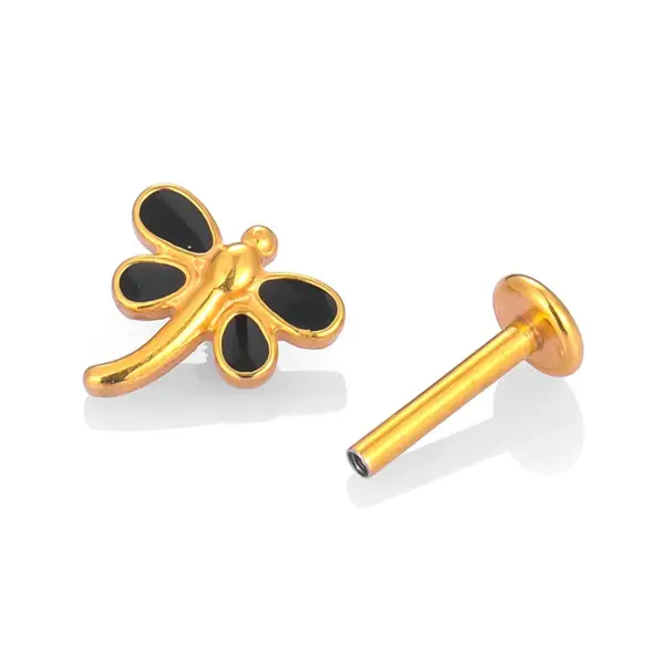 Wholesale 1 Piece Lip Rings Casual Sexy Simple Style Spider Dragonfly Butterfly 316L Stainless Steel Waterproof Non Tarnish Surgical Steel Zircon Ion Plating (IP) 18K Gold Plated Lip Rings Ear Cartilage Rings & Studs Nose Rings & Studs