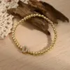 Wholesale Jewelry Casual Simple Style Letter Copper Zircon 18K Gold Plated Handmade Polishing Inlay Beaded Chain Bracelets