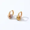 Wholesale PVD Coated K Gold Plated Round 304 Stainless Steel Natural Stone Retro Simple Style Waterproof Non Tarnish Hoop Earrings