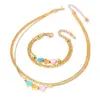 PVD Coated Real Gold Plated Letter Heart Shape Stainless Steel Simple Style Waterproof Non Tarnish Bracelets Necklace
