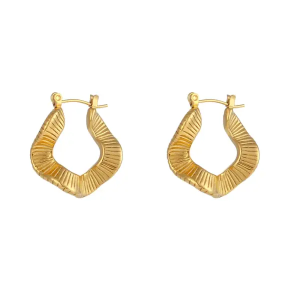 Wholesale PVD Coated Real Gold Plated 18K Gold Geometric 304 Stainless Steel Simple Style Waterproof Non Tarnish Earrings