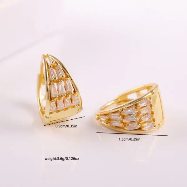 1 Pair Elegant Simple Style U Shape Leaves Inlay Copper Zircon 18K Gold Plated Earrings