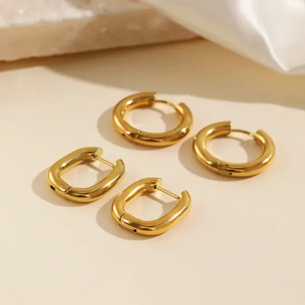 Wholesale 1 Pair Simple Style Circle Plating 304 Stainless Steel Stainless Steel Earrings