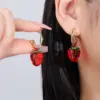 Wholesale 1 Pair Elegant Sweet Simple Style Cherry Fruit Strawberry Fruit Synthetic Resin Copper 18K Gold Plated Drop Earrings