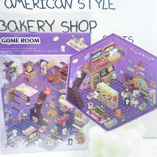 Wholesale Cartoon Arcade Restaurant Landscaping Sticker 3D Microscopic World Cartoon DIY Decompression Toy Free Clip Art Waterproof