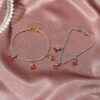 Wholesale Cross-border New Rhinestone Cherry Anklet Women Beach Casual Fruit Pendant Anklet ins Hot Sale Tennis Chain Anklet