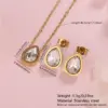 304 Stainless Steel Glass Water oplets Ion Plating (IP) Artificial Rhinestones 18K Gold Plated Sweet Simple Style Waterproof Non Tarnish Inlay Regular Chain Multicolor-Golden Yellow Jewelry Set