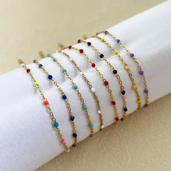 Wholesale Simple Style Solid Color Stainless Steel Chain Bracelets