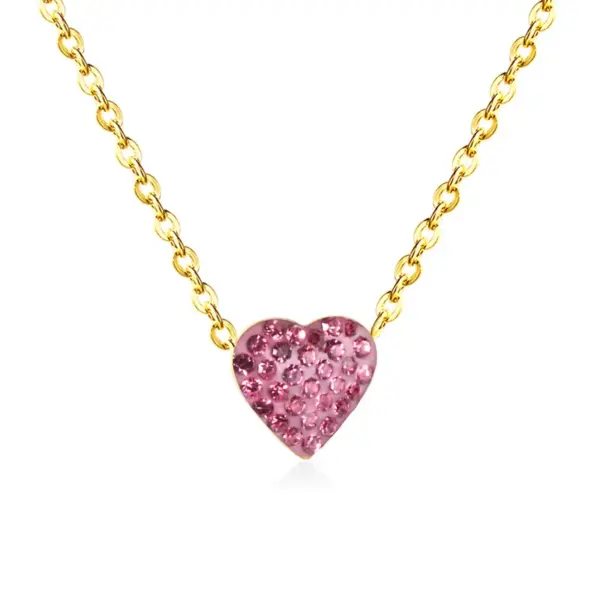 Wholesale Simple Style Heart Shape Stainless Steel Plating Zircon Pendant Necklace
