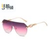 Wholesale New Metal Personalized Men's Sunglasses, High-End Cross-Border Frameless Fashionable Anti-Uv Trendy Sunglasses for Women Gold