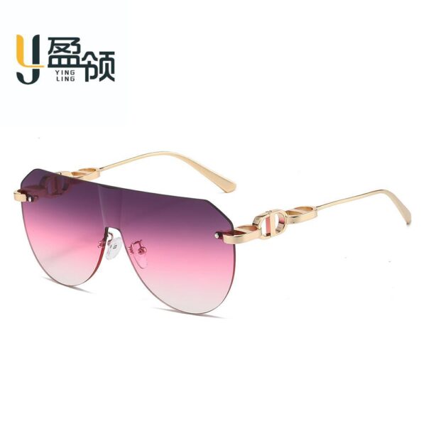Wholesale New Metal Personalized Men's Sunglasses, High-End Cross-Border Frameless Fashionable Anti-Uv Trendy Sunglasses for Women Gold