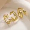 Wholesale Retro French Style Simple Style Daisy Copper 18k Gold Plated Open Rings In Bulk
