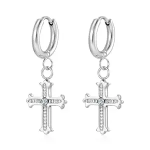 MS-649 Steel Cross with Diamond Ear Clip
