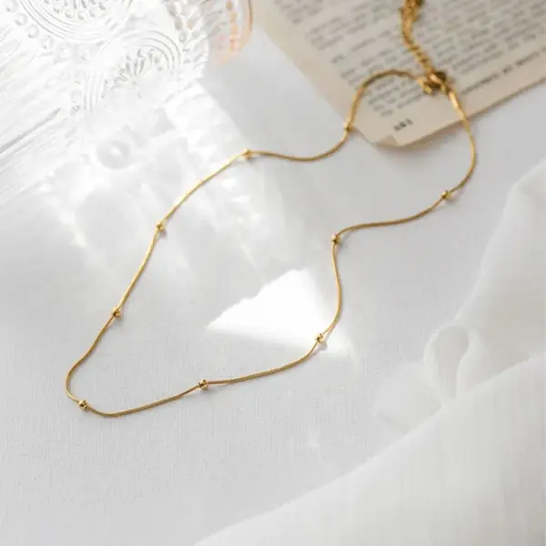 Wholesale 304 Stainless Steel Solid Color PVD Coated 18K Gold Plated Real Gold Plated IG Style Simple Style Waterproof Non Tarnish Plating Gold Necklace