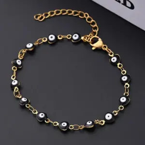 Black Eye Bracelet (Gold) / 10X5mm (Length: 160+50mm) / 1 Strand/Package