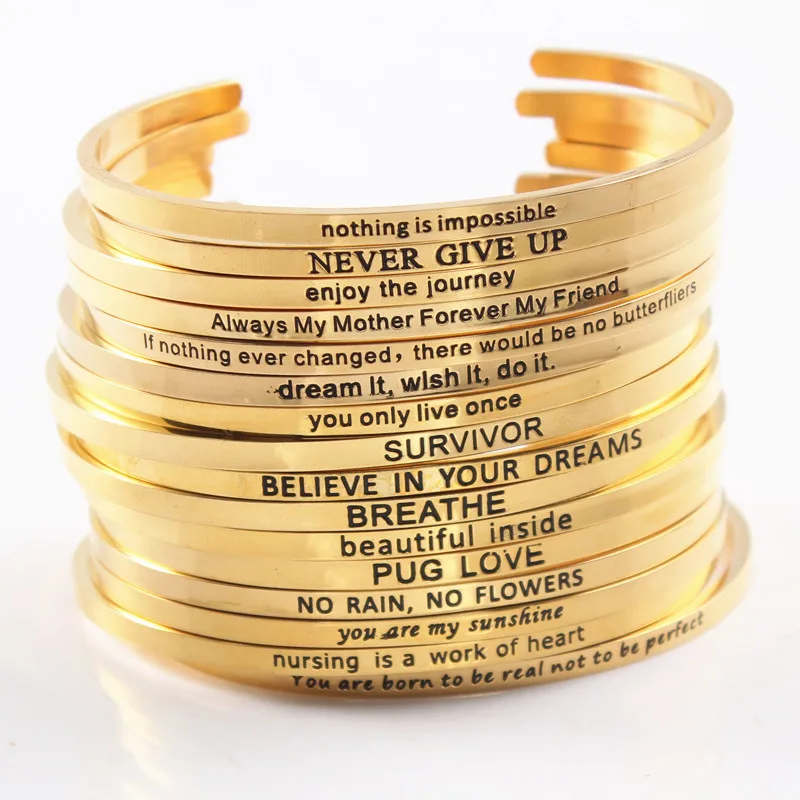 Wholesale Casual Simple Style Letter 304 Stainless Steel Stainless Steel Bracelets In Bulk