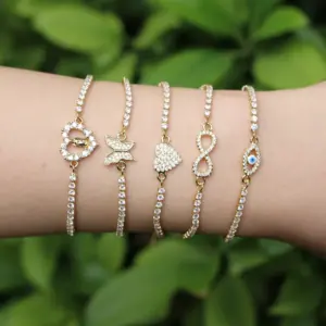 Wholesale Fashion Geometric Copper Artificial Gemstones Bracelets In Bulk