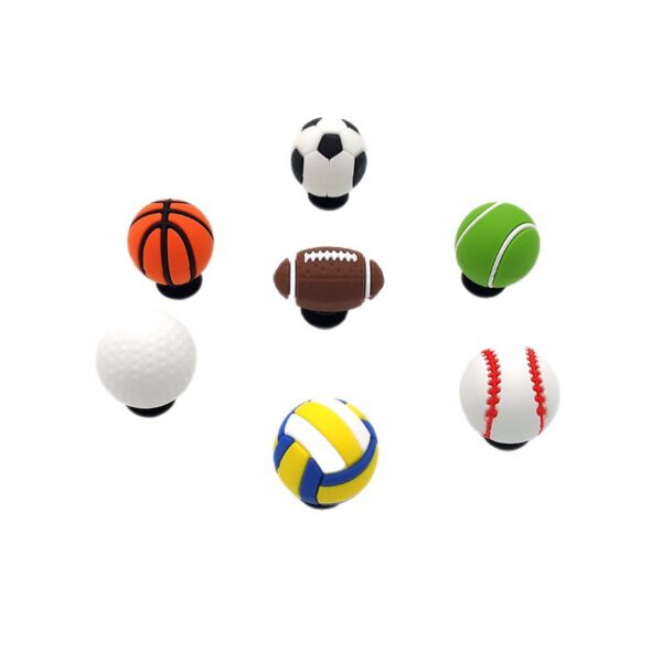 Wholesale Cross-Border 3D Football Hole Shoe Flower Spot Pvc Basketball Tennis Rugby Decoration Cartoon Stereo Shoe Buckle
