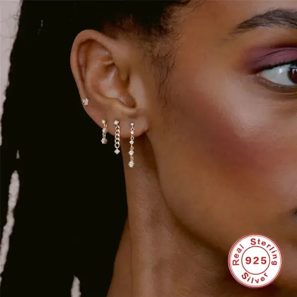 Wholesale 1 Pair 925 Sterling Silver Silver Tassel Butterfly Zircon Drop Earrings Earrings Ear Studs