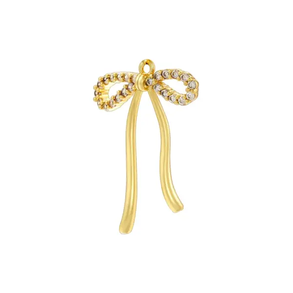 1 Piece 18.5*20mm 20*27.5mm 21.5*26mm Hole 1~1.9mm Hole 3~3.9mm Brass Pearl Zircon 18K Gold Plated Bow Knot Polished Pendant