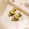 Wholesale Vacuum Plating Real Gold Plated Heart Shape 304 Stainless Steel Cute Sweet Waterproof Non Tarnish Earrings