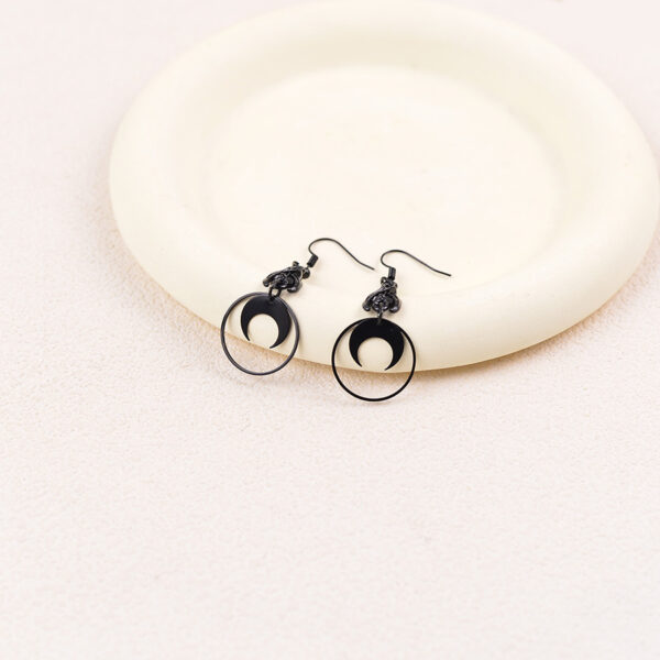 oly-e1537b8375498ba62432d45842fb4254 Wholesale Halloween Dark Punk Style Moon Circle Earrings