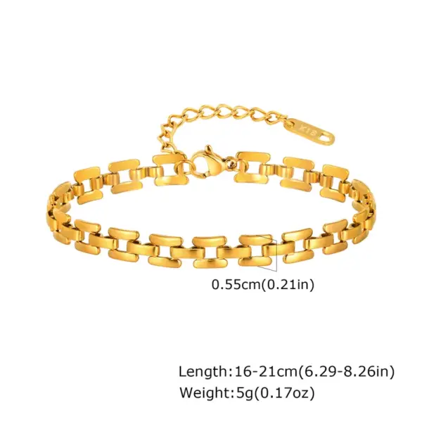 PVD Coated Real Gold Plated 18K Gold Solid Color 201 Stainless Steel Simple Style Waterproof Non Tarnish 201 Stainless Steel Bracelets