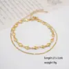 Wholesale Ferroalloy Heart Shape Vacuum Plating Real Gold Plated IG Style Casual Simple Style Waterproof Non Tarnish Handmade Gold Anklet