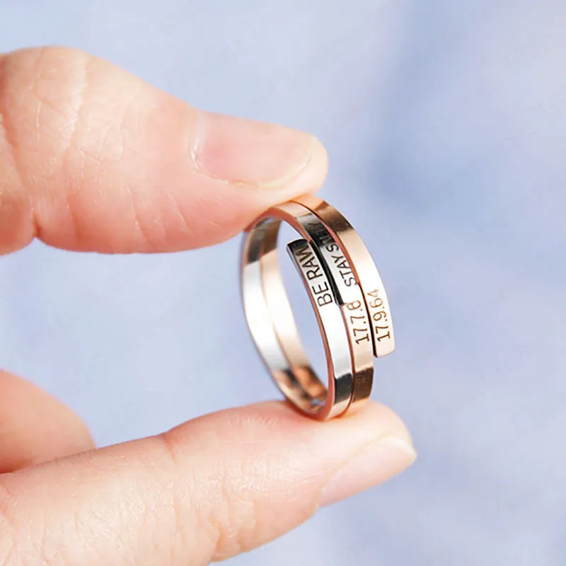 Wholesale PVD Coated Real Gold Plated 18K Gold Geometric 304 Stainless Steel Simple Style Commute Waterproof Non Tarnish Rings