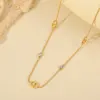 Wholesale Jewelry Basic Simple Style Geometric 304 Stainless Steel Zircon 18K Gold Plated Inlay Jewelry Set Ball Chain