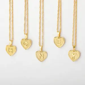 Wholesale PVD Coated Real Gold Plated Letter Stainless Steel Copper Simple Style Waterproof Non Tarnish 304 Stainless Steel Lobster Trigger Clasp Closure Pendant Necklace