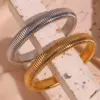 PVD Coated Real Gold Plated Solid Color Stainless Steel Vintage Style Simple Style Waterproof Non Tarnish Bangle