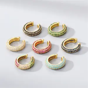Wholesale 1 Piece Simple Style C Shape Plating Inlay Copper Zircon Gold Plated Ear Clips