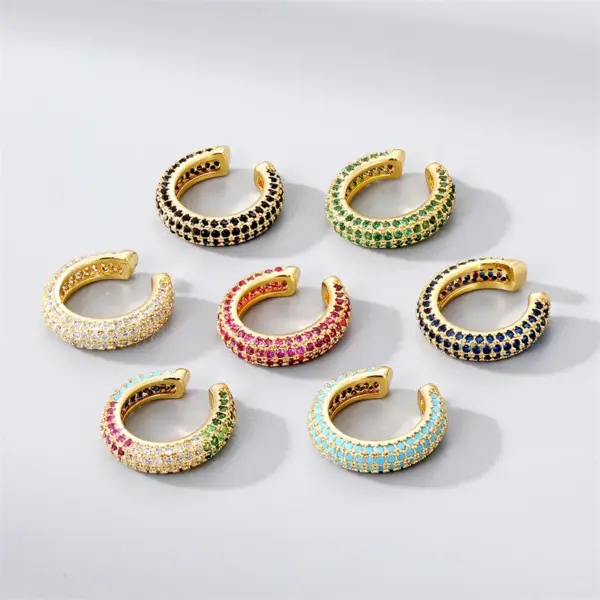 Wholesale 1 Piece Simple Style C Shape Plating Inlay Copper Zircon Gold Plated Ear Clips