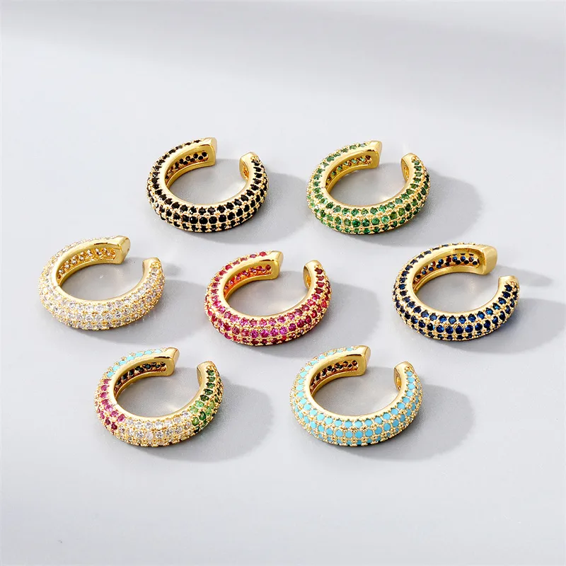Wholesale 1 Piece Simple Style C Shape Plating Inlay Copper Zircon Gold Plated Ear Clips