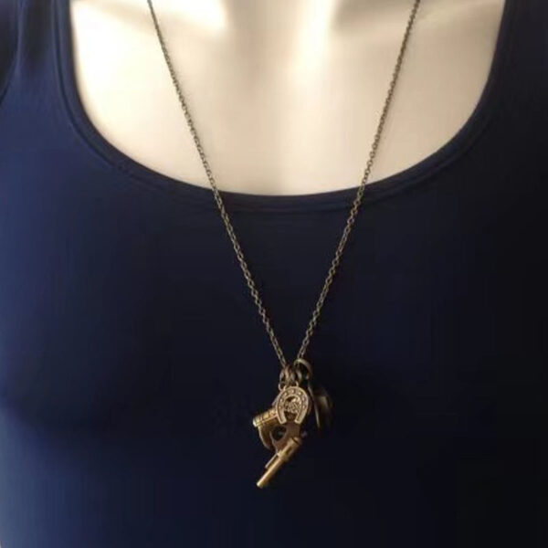 Wholesale Vintage silver Bronze Cowboy Hat Boots Gun Horseshoe Necklace Denim Jewelry Texas Farm Necklace