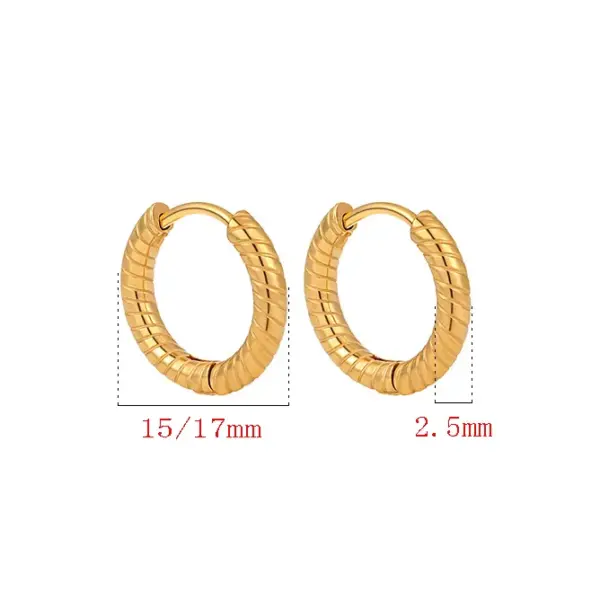 Wholesale 201 Stainless Steel Round PVD Coated 18K Real Gold Plated 18K Gold Basic Waterproof Non Tarnish Plating Earrings