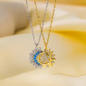 8859 Sun and Moon Mixed Color Necklace